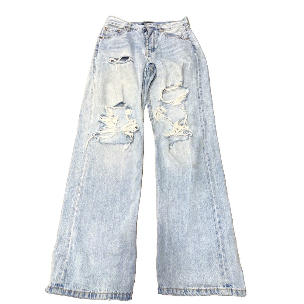 Aeropostale 90’s Baggy Jeans Light Wash Distressed Button Fly Size 8